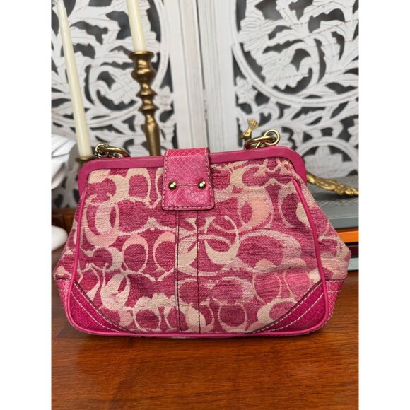 COACH 8F50 Signature Embossed Pink Python Print Satchel RARE, RETIRED, HTF - Picture 9 of 14